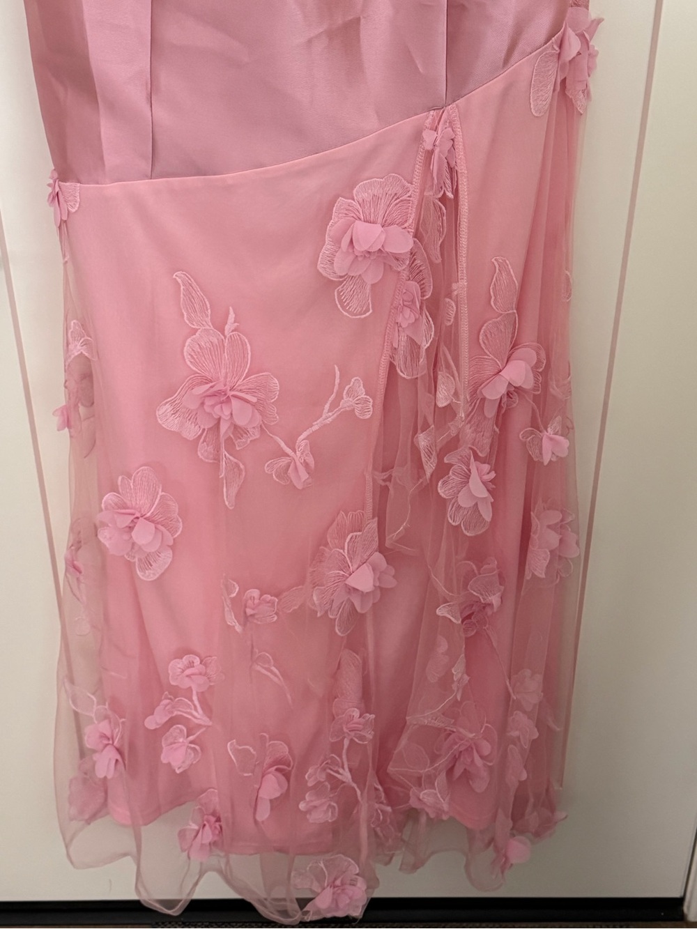 Fashion Nova Strapless Satin & Tulle Pink Floral Gown - Picture 5 of 12